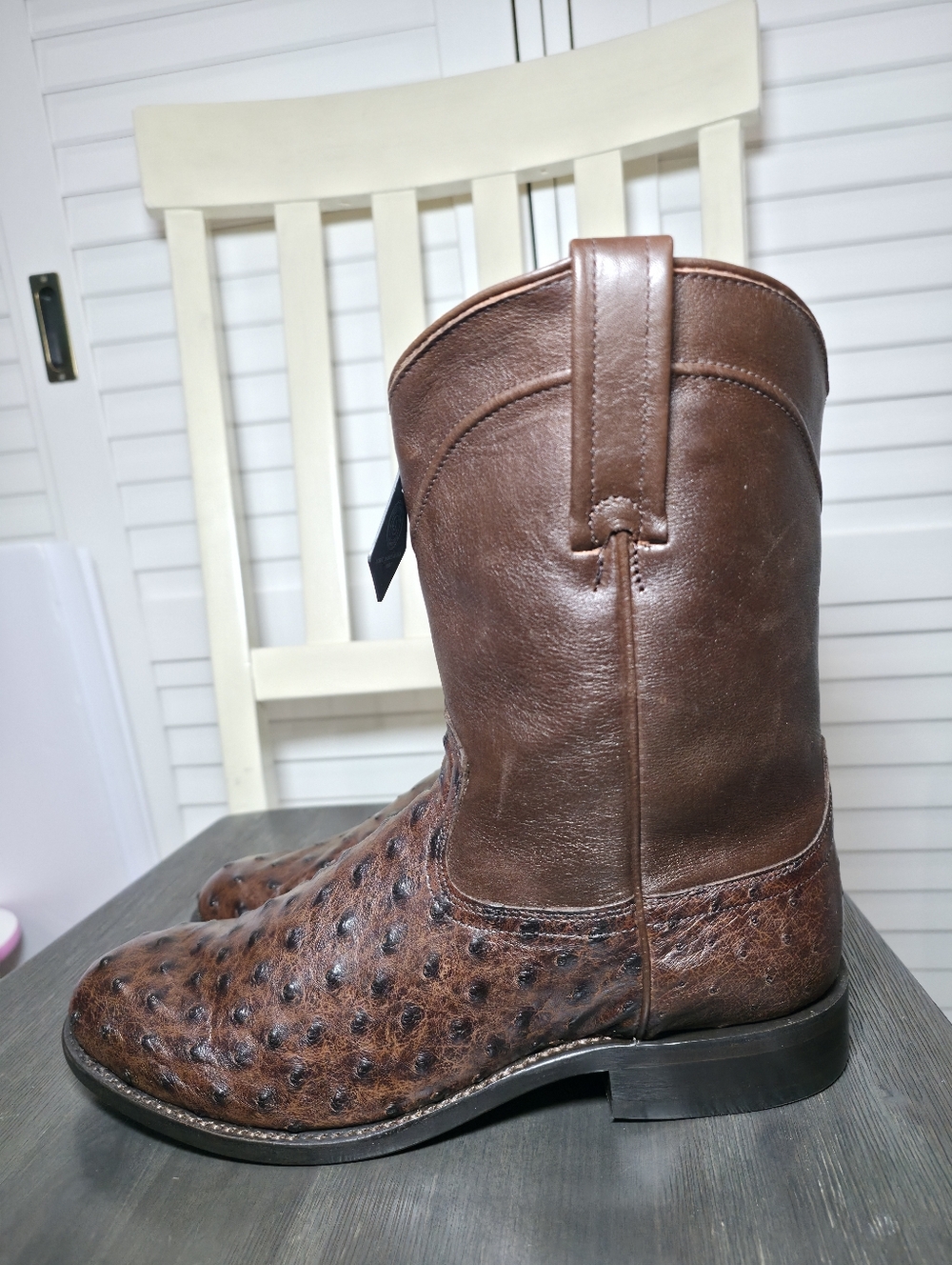 Cody James 1978 Carmen Full-Quill Ostrich Roper Boots Round Toe Men's Size 9 D